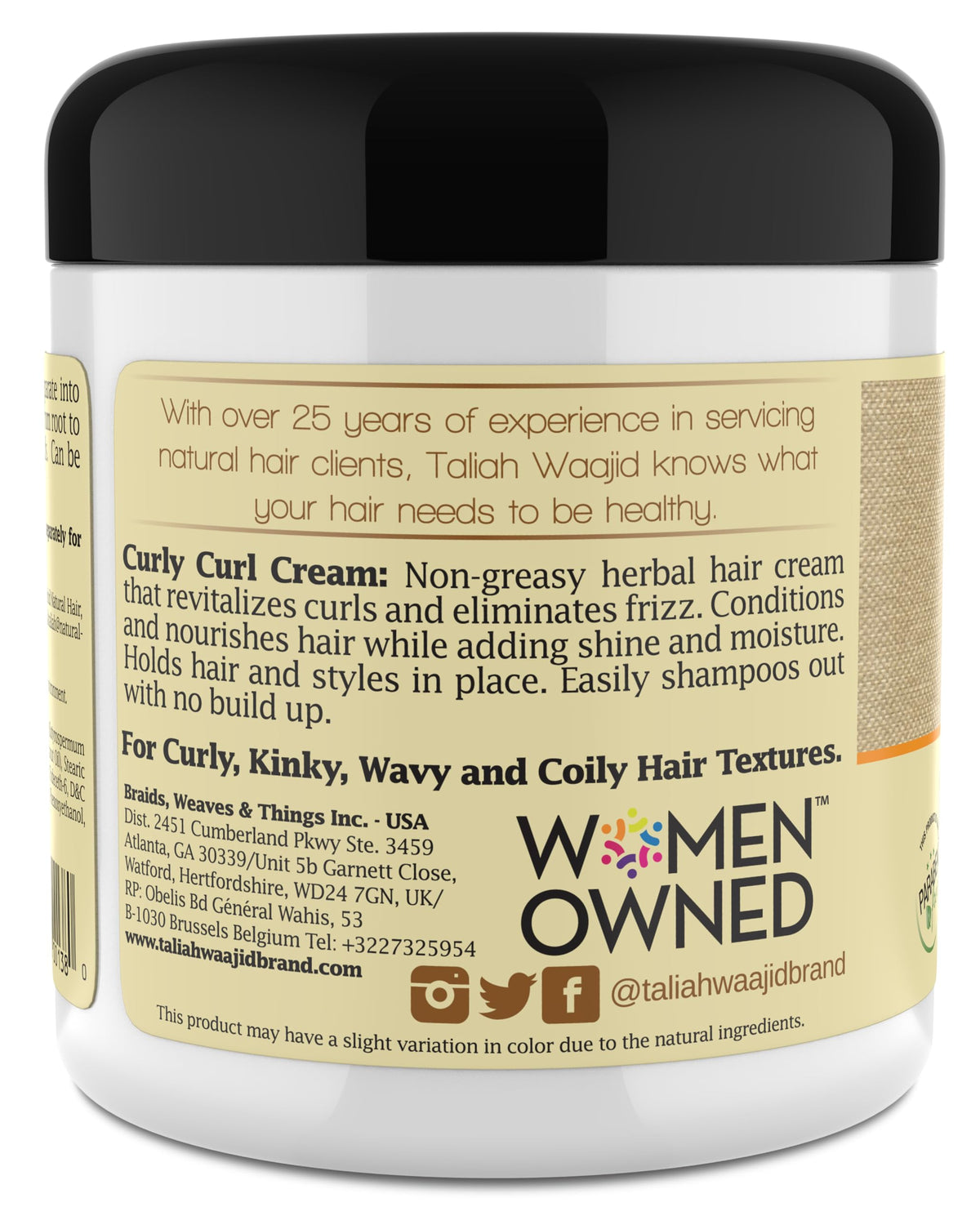 Taliah Waajid shea butter and sage ingredients on display to emphasize nourishing benefits
