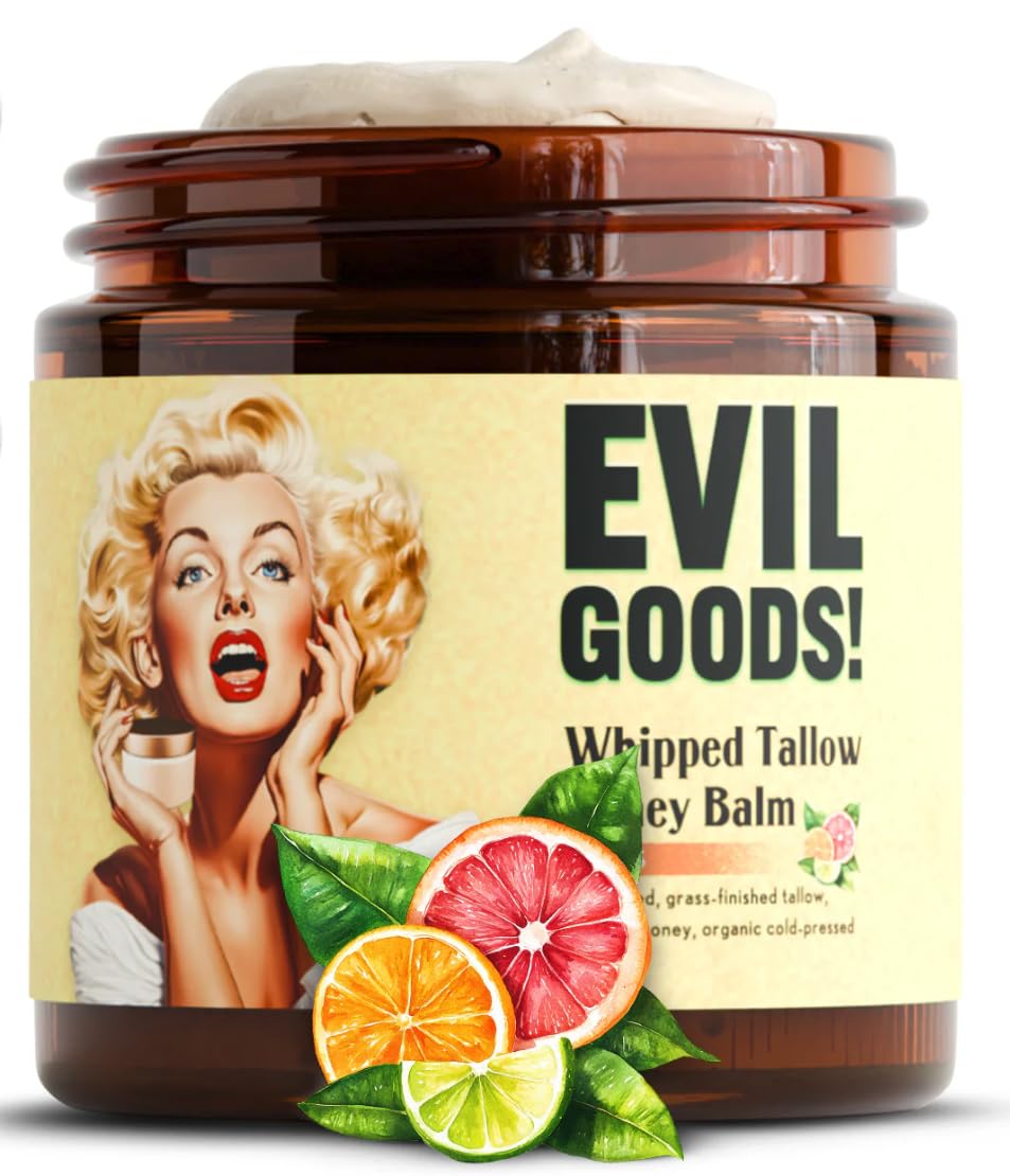 TALLOW BODY BALM front jar shot showing natural glass packaging and citrus hint