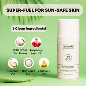 TALLOWRX on beach towel showing reef-safe use and outdoor sun protection benefit