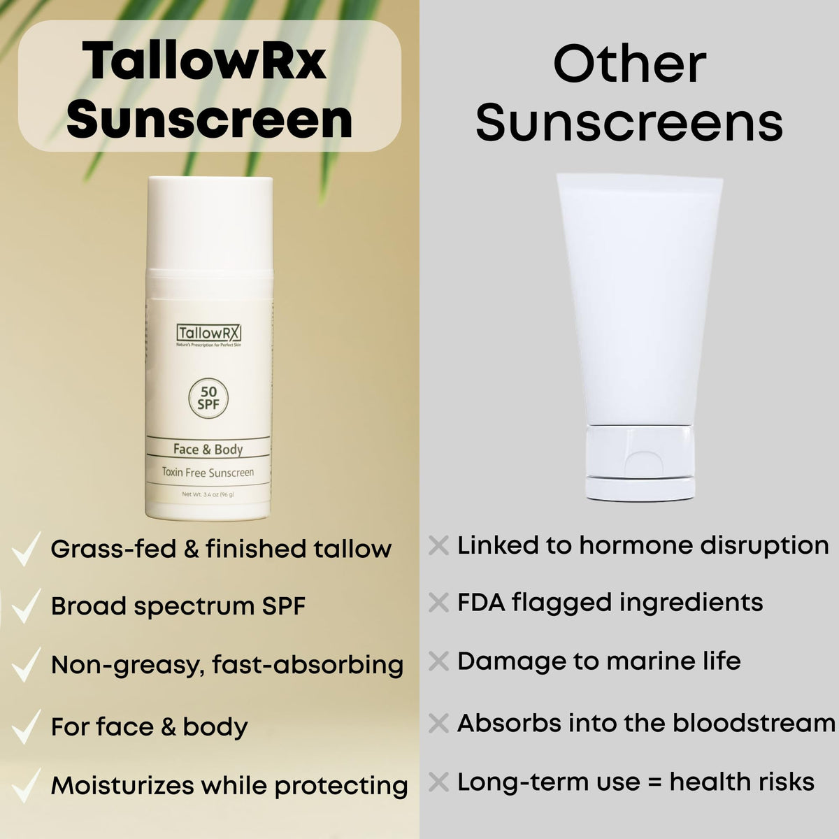 TALLOWRX creamy sunscreen texture close-up showing smooth, non-greasy finish and absorbency