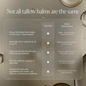 TALOVA jar beside a coin for scale, clarifies product size and portability