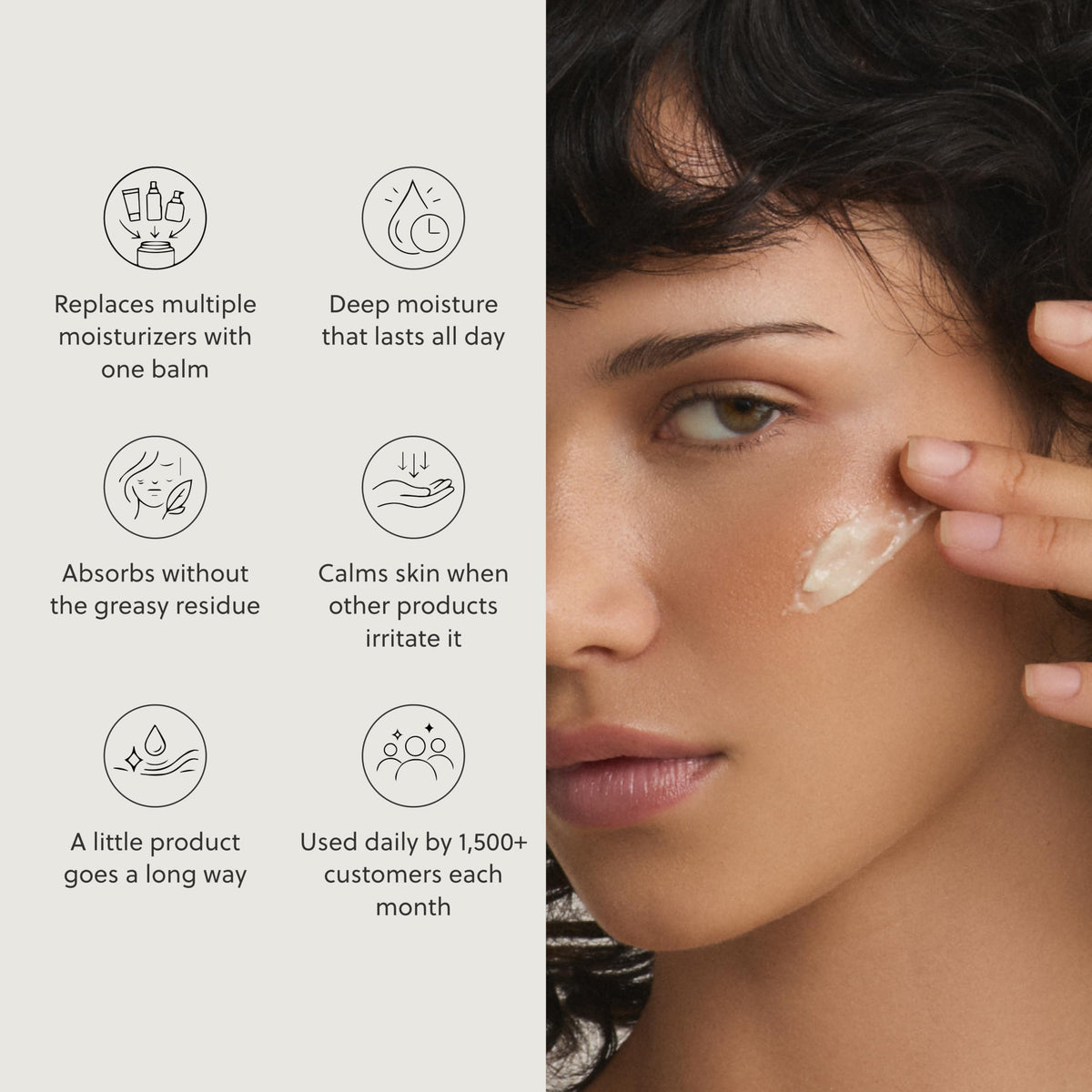 TALOVA balm texture close-up displaying creamy melt, highlights fast absorption