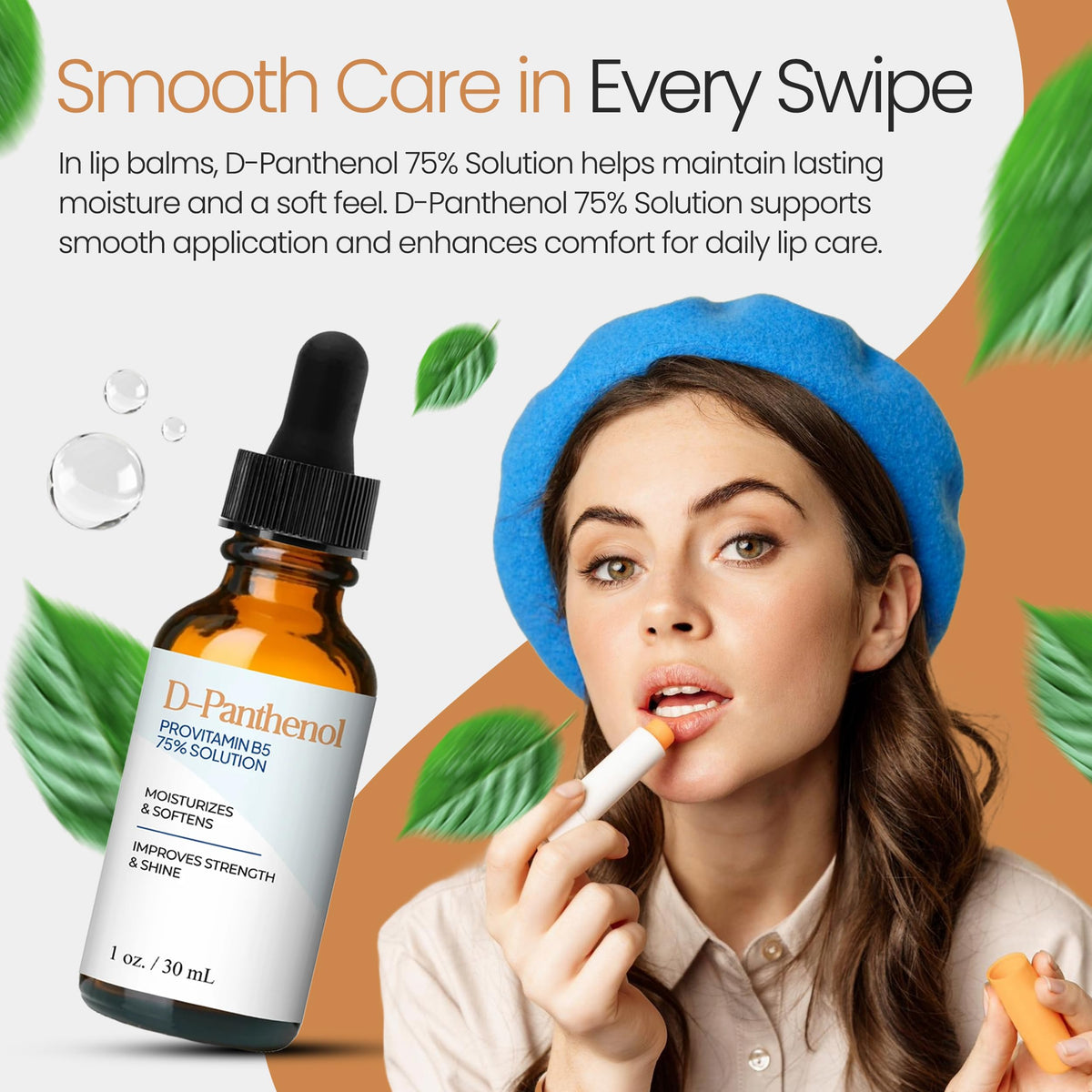 Talsen D-Panthenol liquid texture in a dish illustrating clarity and easy blending