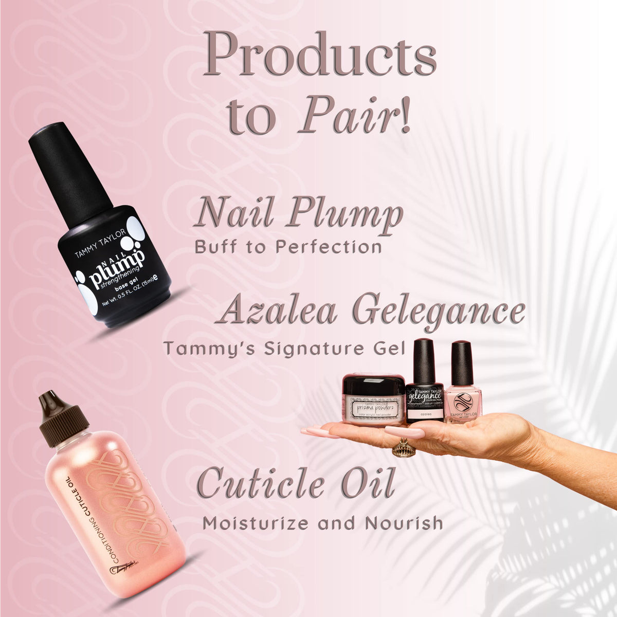 Tammy Taylor finished manicure on hands in lifestyle setting showcasing salon-grade results