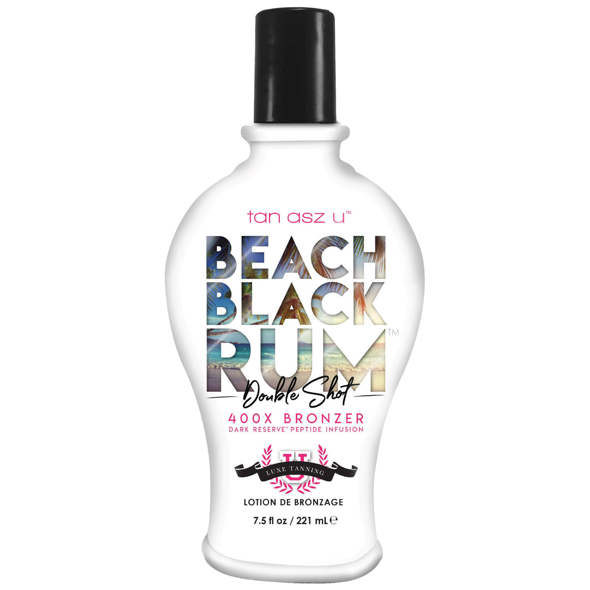 Tan Asz U front bottle view showing product and bold bronzer effect