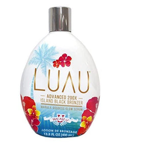 Tan Asz U bottle front view showing label and 13.5 fl. oz size, evokes island bronzing