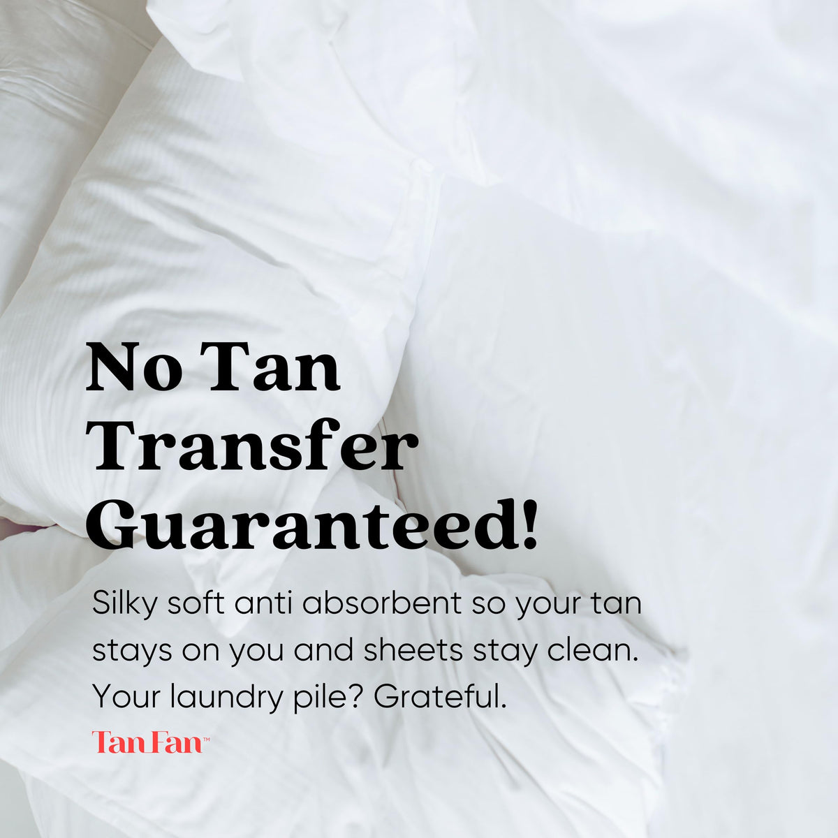Tan Fan built-in pillow protector detail showing clean head protection benefit