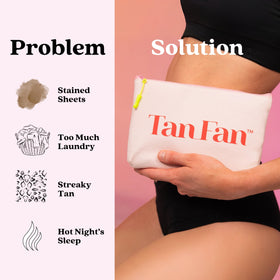 Tan Fan folded sleep sack with travel bag for easy packing and portable use