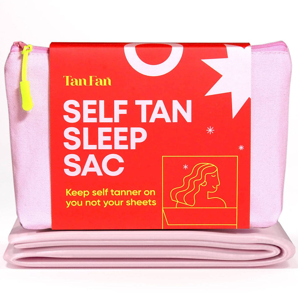 Tan Fan front view of sleep sac showing roomy protective cover and comfort benefit