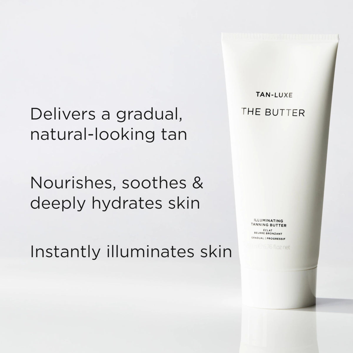 TAN-LUXE application on arm demonstrating even coverage and natural tan