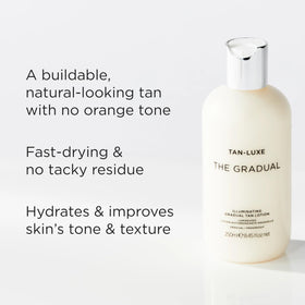 TAN-LUXE before and after on forearm showing natural gradual glow