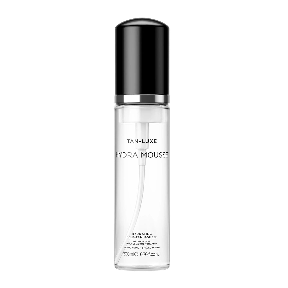 TAN-LUXE front bottle showing product and size for clear identification