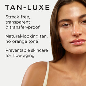TAN-LUXE 30ml bottle beside a ruler to demonstrate compact travel-friendly size