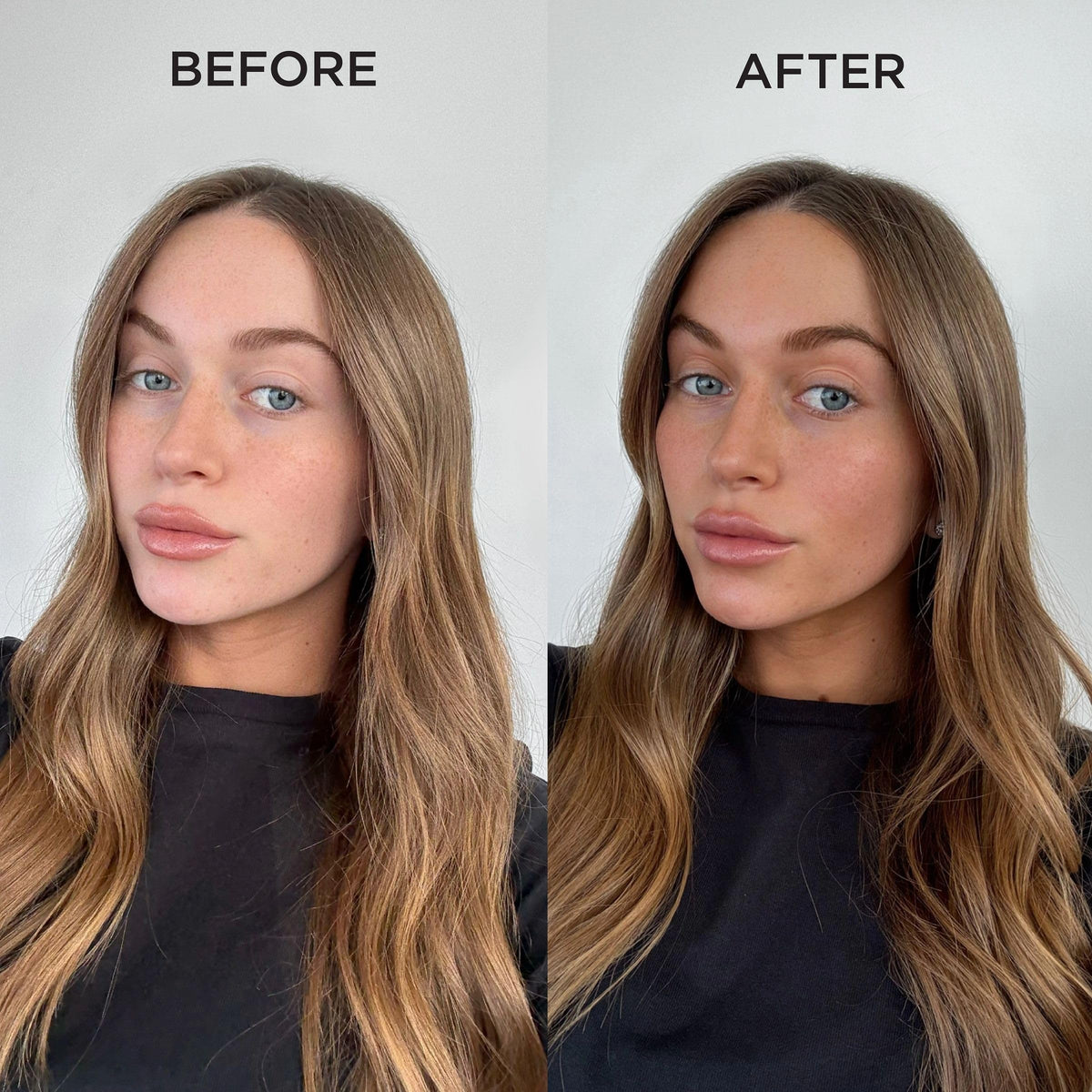 TAN-LUXE serum drop dispensing from nozzle illustrating easy, mess-free application