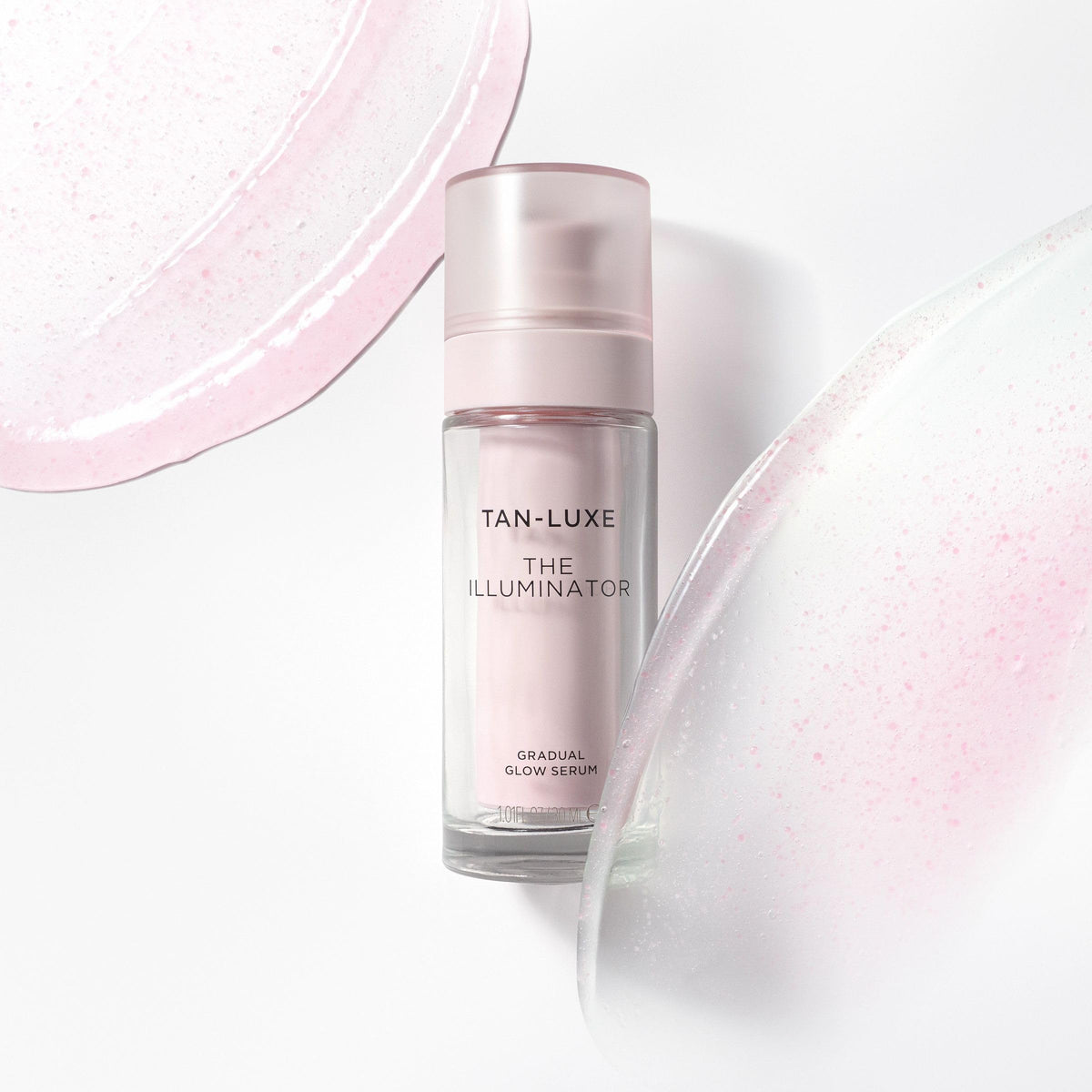TAN-LUXE model with dewy facial glow illustrating natural-looking radiance