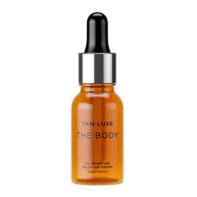 TAN-LUXE front bottle showing compact 0.5 fl oz size and branding benefit travel-ready