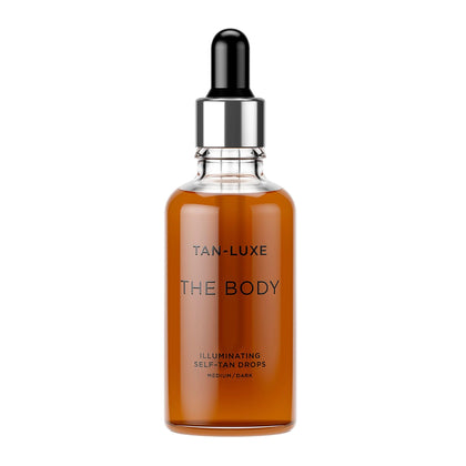 TAN-LUXE front packaging showing compact bottle and label benefits