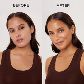 TAN-LUXE dropper with golden serum texture demonstrating blendable consistency