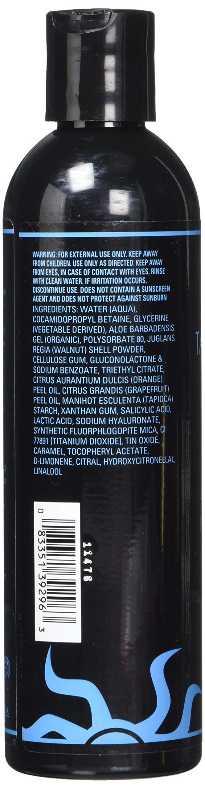 Tan Physics exfoliator being applied in shower demonstrating prep for even tanning results