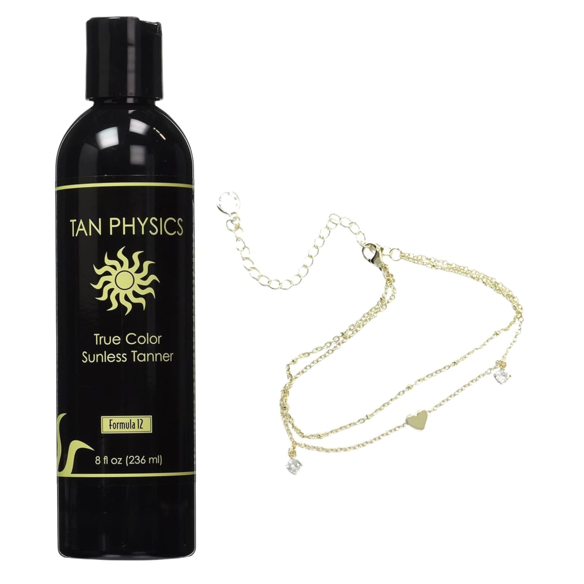 Tan Physics front packaging 8oz bottle showing product and benefits