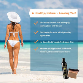 Tan Physics lotion texture close-up demonstrating lightweight, fast-absorbing hydration