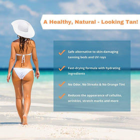 Tan Physics lotion texture close-up showing smooth, fast-absorbing finish
