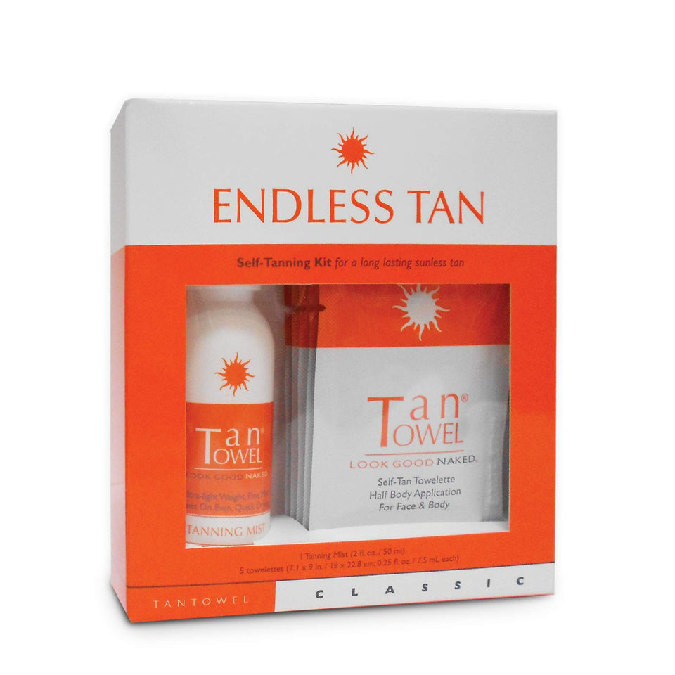 Tan Towel front packaging showing bottle and branding for easy refill identification