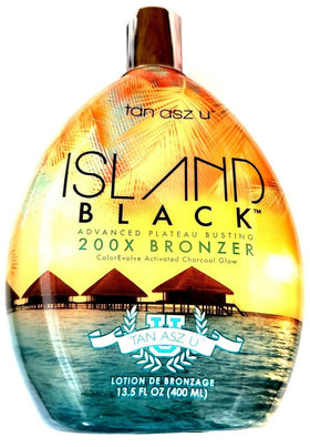 Tan Asz U product on beach setting suggesting tropical scent and vacation glow
