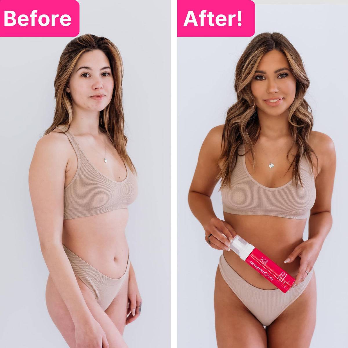 Tanceuticals applicator mitt blending mousse on leg for streak-free, even coverage