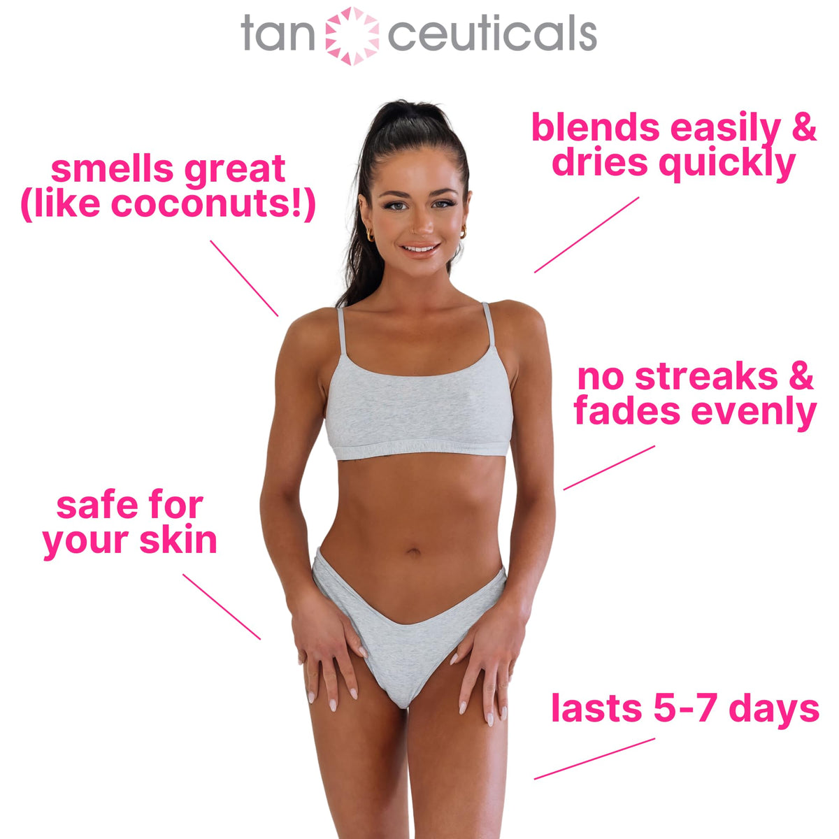 tanceuticals application on arm showing even coverage and natural bronze
