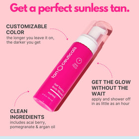 Tanceuticals mousse texture dispensed to show airy, blendable formula