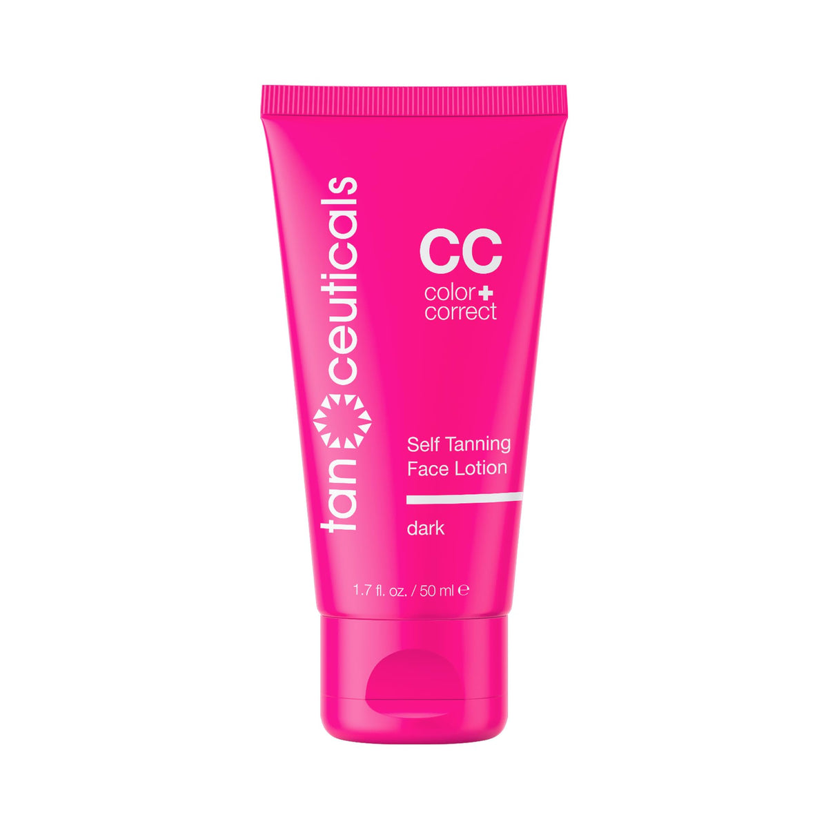 Tanceuticals front bottle showing label and dark face tanning lotion benefits