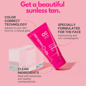 Tanceuticals lotion texture on fingertip showing smooth spreadability