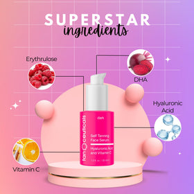 Tanceuticals next to coin for scale showing compact 1 oz size and travel-friendly benefit