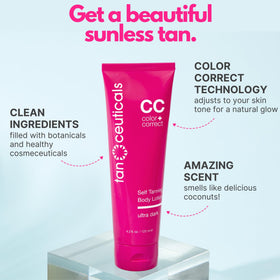 Tanceuticals lotion texture close-up highlighting smooth blendability and hydration benefit