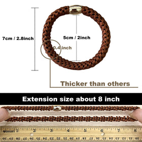 Tanha hair ties next to ruler demonstrating size and generous diameter for comfortable wraps