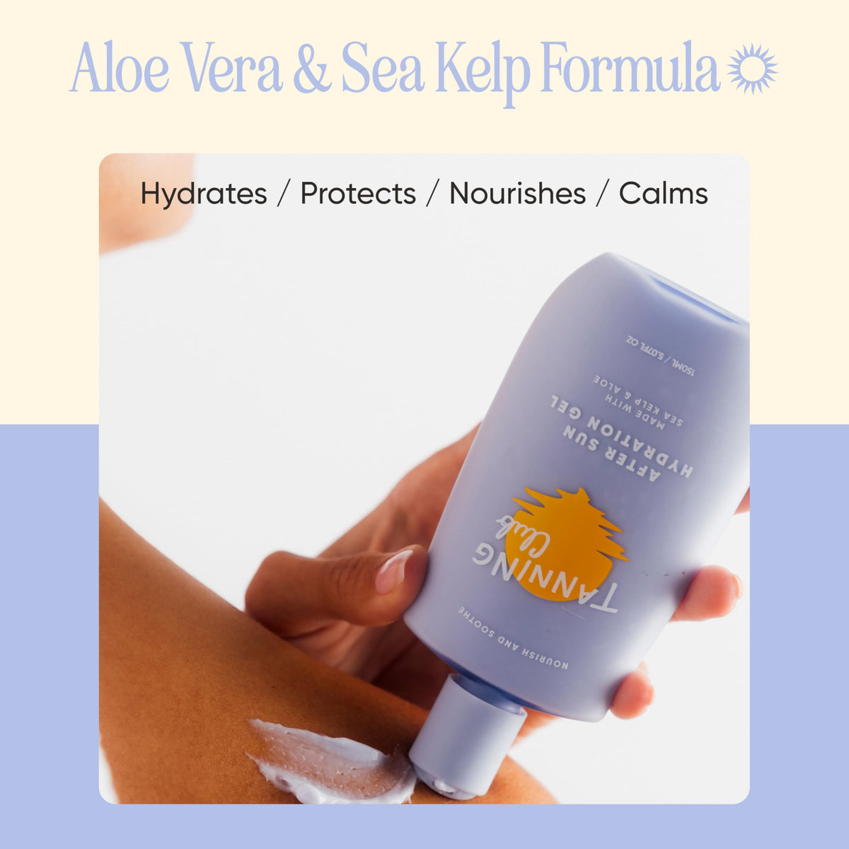 Tanning Club open tube with visible gel demonstrating quick-absorbing formula