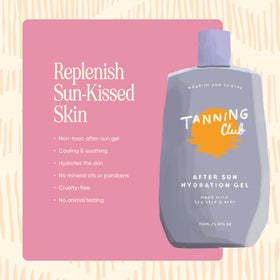 Tanning Club 150 ml bottle next to common objects conveying true scale