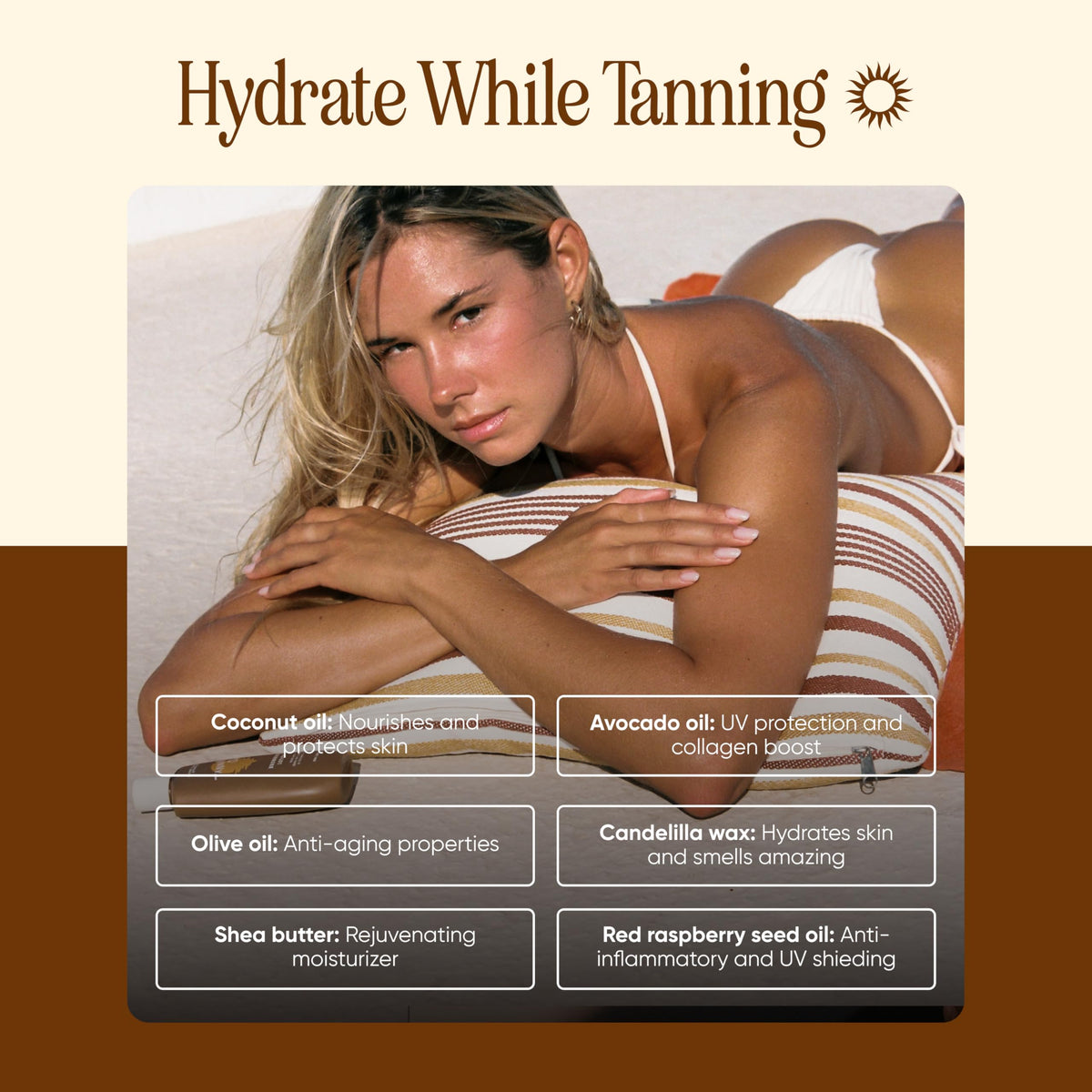 Tanning Club lotion applied on arm demonstrating even spread and glow