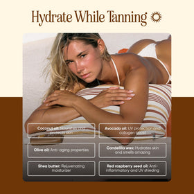 Tanning Club lotion applied on arm demonstrating even spread and glow