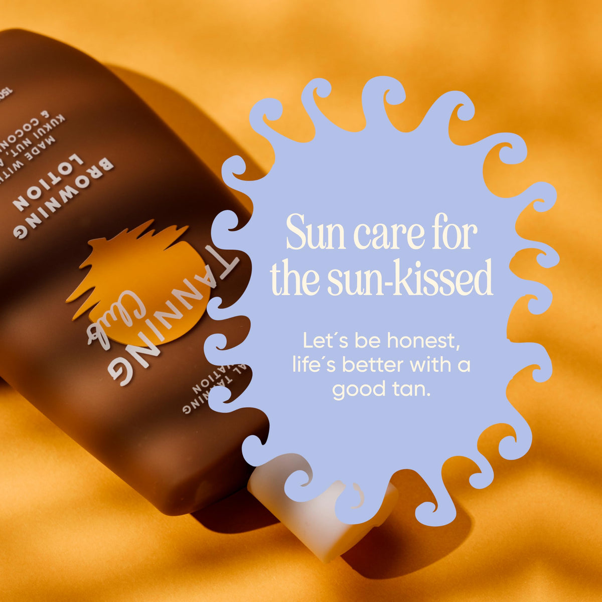 Tanning Club packaging sustainability icon emphasizing mindful materials