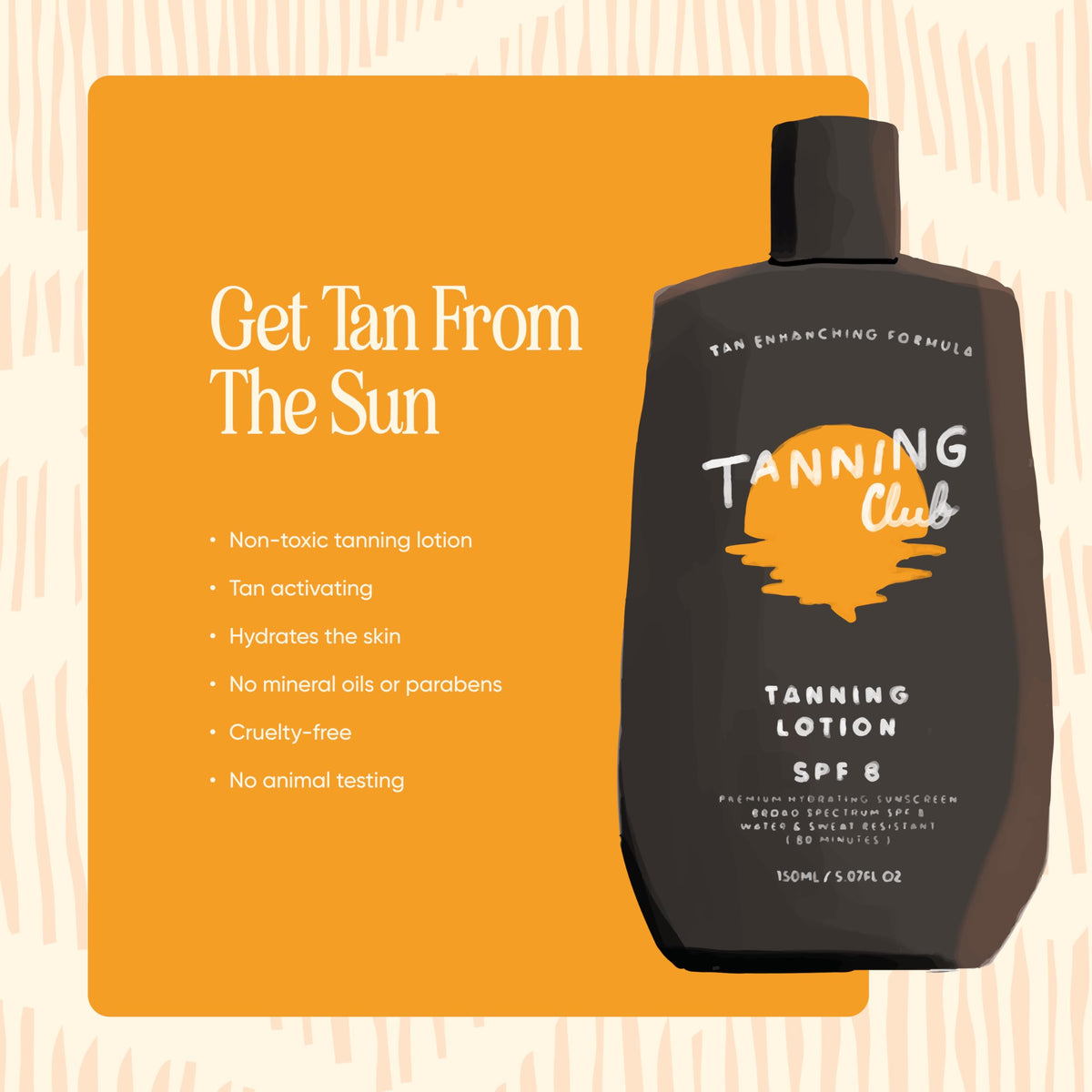 Tanning Club close-up on aloe-enriched texture showing soothing hydration benefit