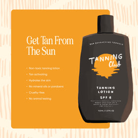 Tanning Club close-up on aloe-enriched texture showing soothing hydration benefit