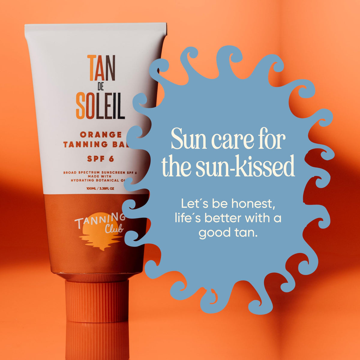 Tanning Club eco-friendly packaging visual showing mindful materials benefit