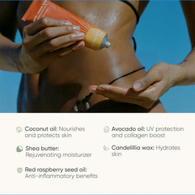 Tanning Club label closeup emphasizing botanical ingredient transparency benefit