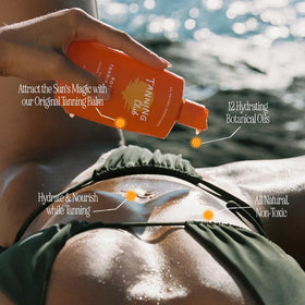Tanning Club label close-up showing ingredient highlights and transparent benefits