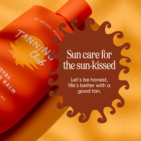 Tanning Club recyclable packaging detail indicating eco-conscious, mindful benefit