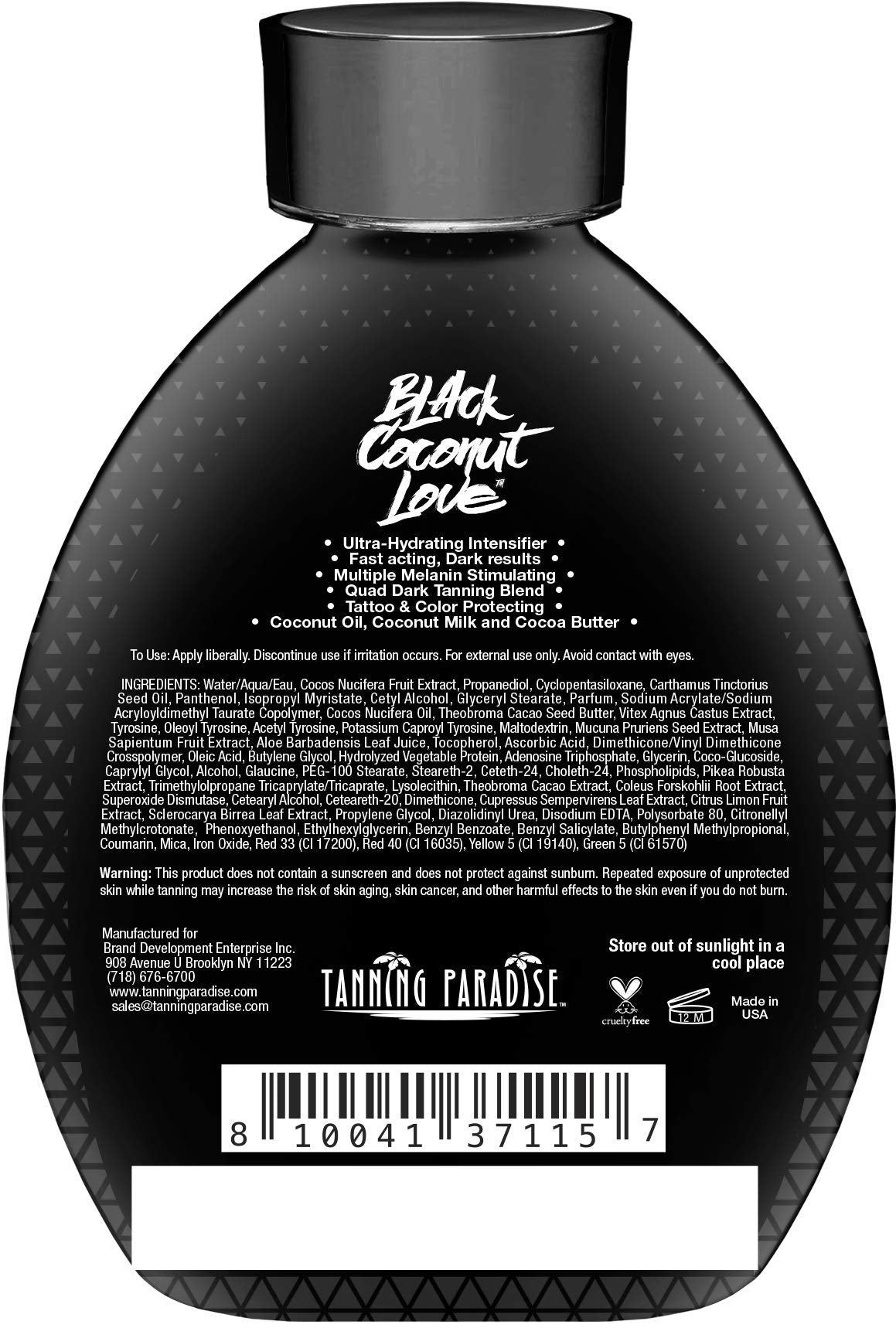 TANNING PARADISE close-up texture on skin highlighting smooth, non-greasy hydration