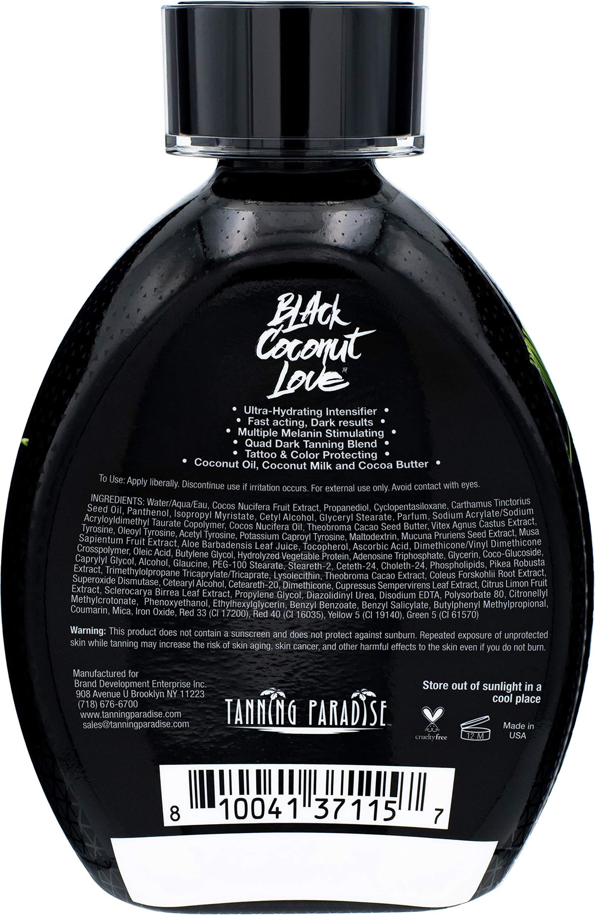 TANNING PARADISE close-up texture of lotion highlighting rich coconut hydration
