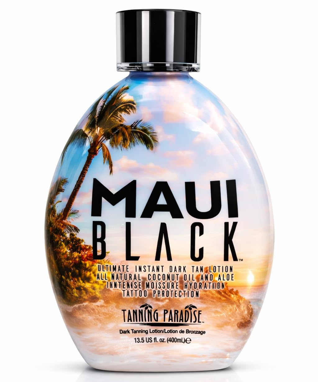 TANNING PARADISE front packaging showing bottle and label, instant bronze benefit